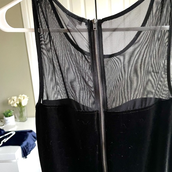 Black Velvet and Mesh Bodycon Minidress - Picture 2 of 2